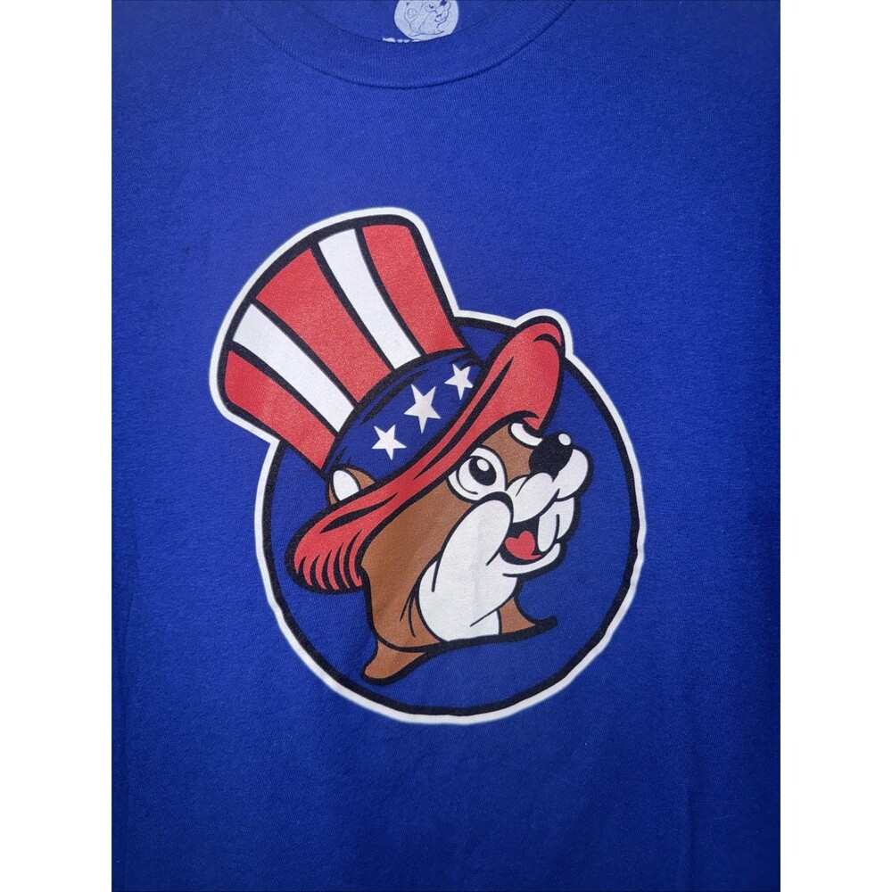 Buc-ees Beaver 4Th Of July Blue Freedom Ringing Uncle Sam Shirt USA Mens Large L - Picture 2 of 6